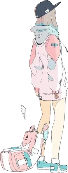 女の子 イラスト かわいい 後ろ姿 ピンク リュック リュックサック Sticker By